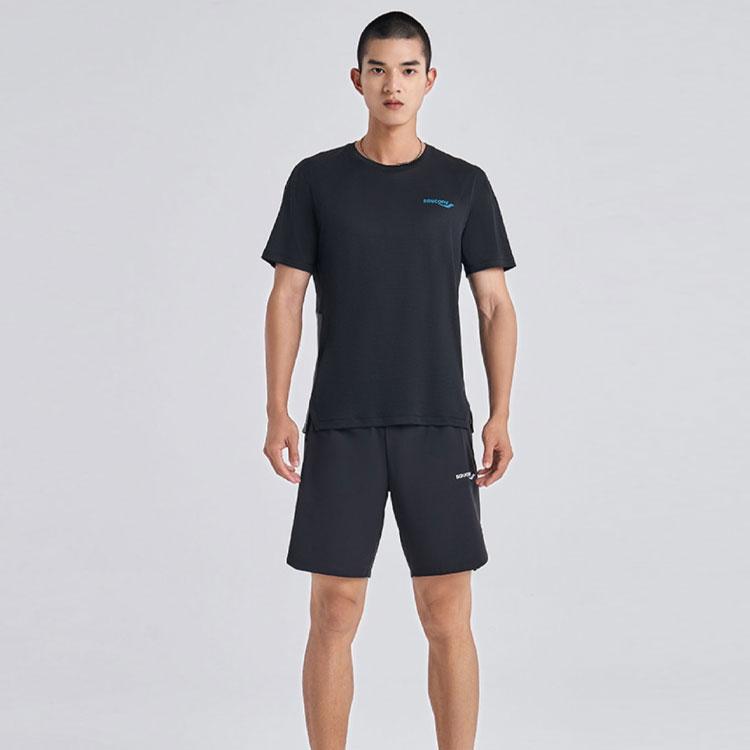 Saucony Color Block Crew Neck Pullover Short Sleeve T-Shirt Men Tops Black SC2220018-1