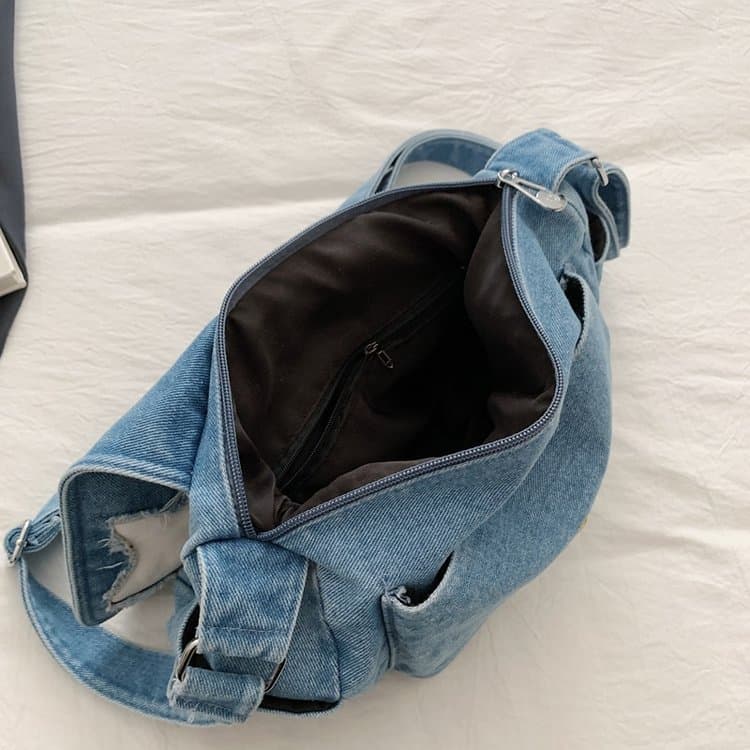Washed and Old Denim Messenger Bag, One Shoulder Messenger Women's Bag.