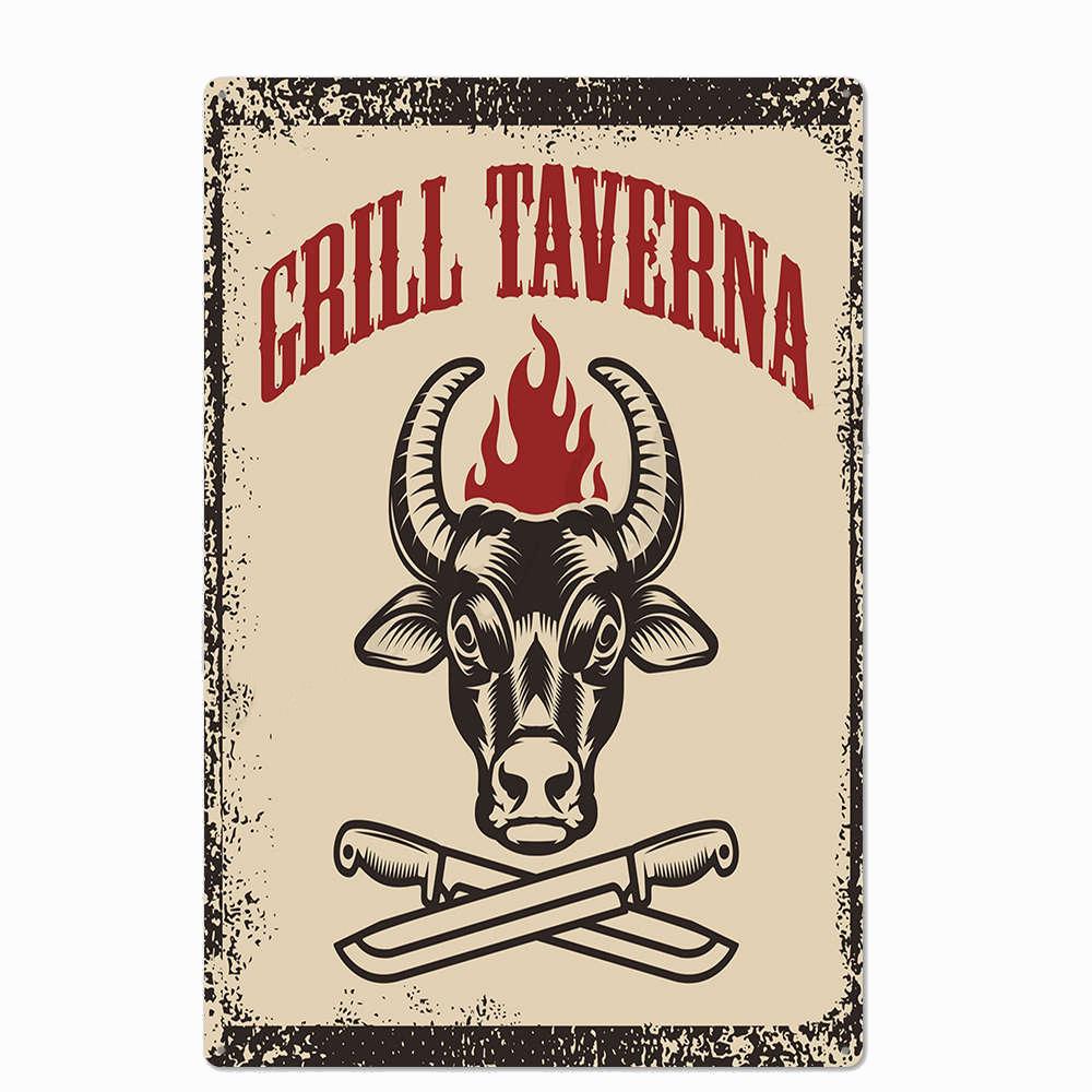 ZONA BARBECUE DEL PAPÀ Targa Retro Segni di Latta in Metallo Pub Cucina Casa Griglia Decorazione da Parete Vintage 20X30CM