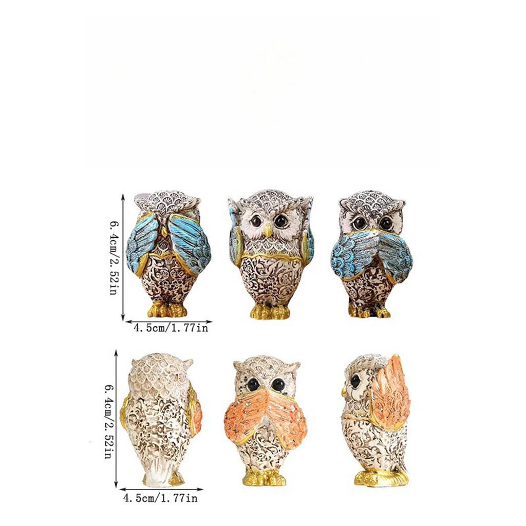3Pcs Resin Owl Figurine - "Do Not Listen, See, or Speak" - Suitable for home, bedroom, office, shop window, or as a holiday gift.