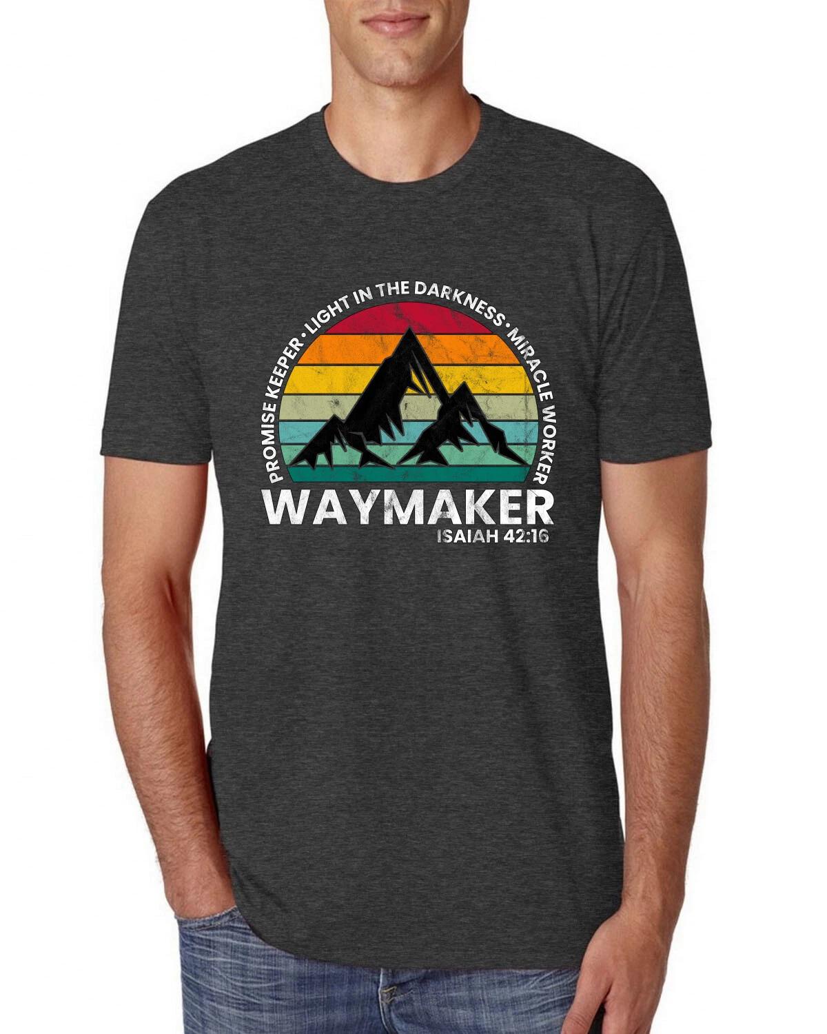 Waymaker Miracle Worker Promise Keeper Inspirational Faith Men Premium T- Shirt 4XL
