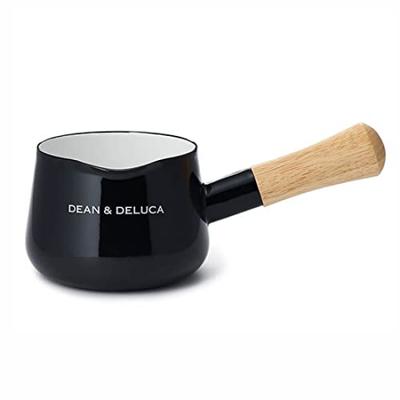Dean and DeLuca smaltovaná pánev na mléko, černá, jednoduchá, pro jednu ruku, 12 x 10 cm, 750 ml, 23,5 cm
