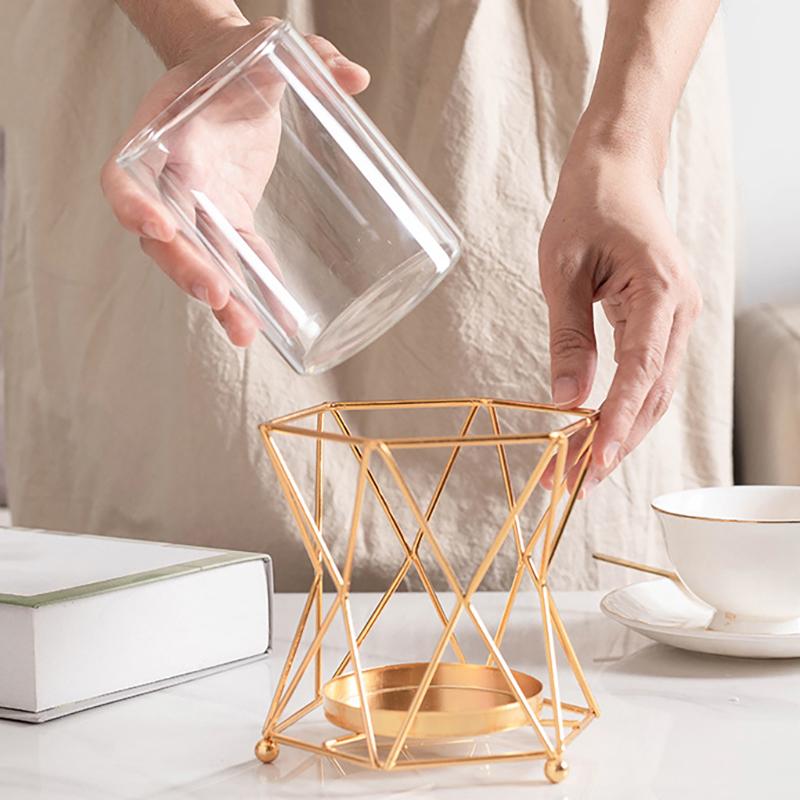 WTEMPO Ceramic Vases with Iron Stands Cylindrical Vases for Living Room Dining Table Decor Vases for TV Cabinet and Coffee Table Decor Vase Ornaments