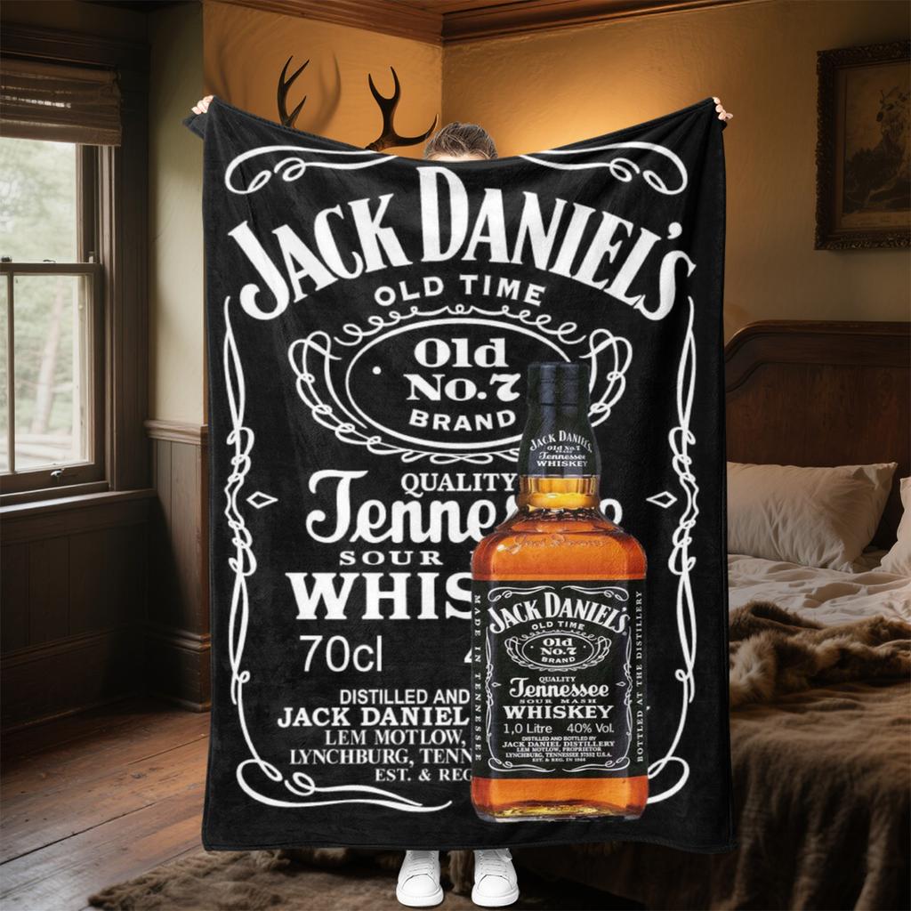 Jack Daniel's Koc Pluszowy Miękki Wygodny na Wszystkie Pory Roku Koc na Sofę Biuro Drzemki Koc Podróżny Zewnętrzny Idealny Prezent