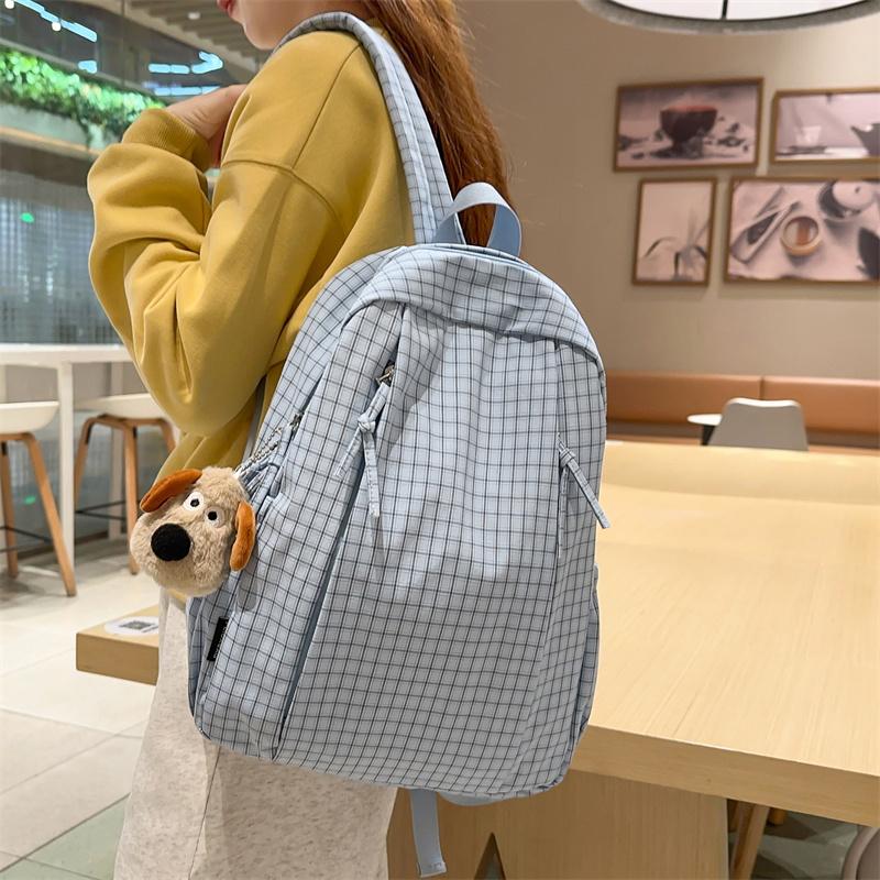 Plaid Women's College Style Backpack Large Capacity Junior Senior High School Student Schoolbag