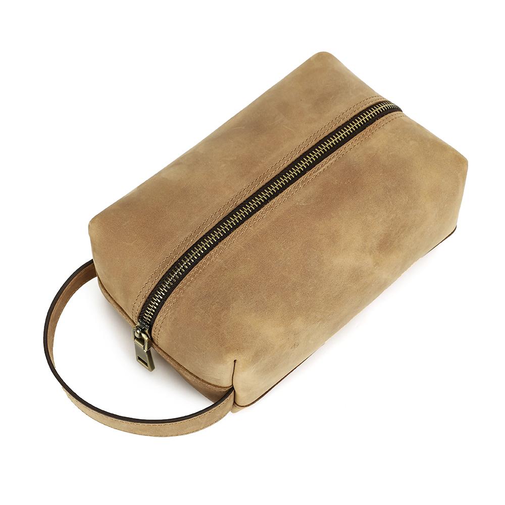 Minimalist Crazy Horse Genuine Leather Travel Tech Organizer Pouch for Small Gargets/ Electronics Accessories Storage Gift Pouch