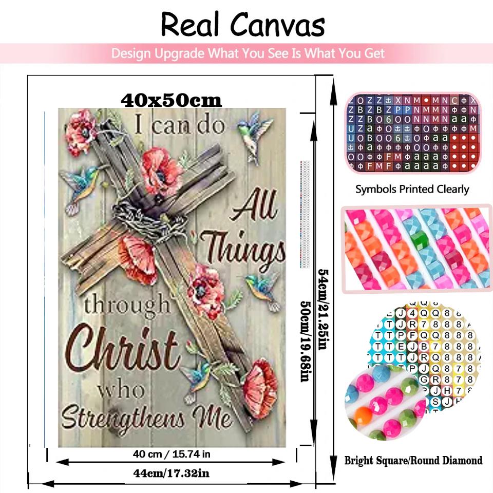 DIY Religious 5D Diamond Painted Full Round Square Diamond Cross Art Embroidery Set Mosaic Picture Living Room Home Decoration