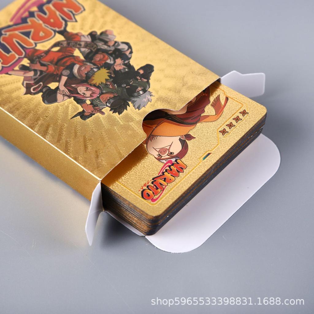 55 Piezas Tarjeta Naruto Dorada Serie Inglesa Kakashi Uchiha Sasuke Rara Colección Combate Regalo para Fan Infantil Juego de Mesa Juguete