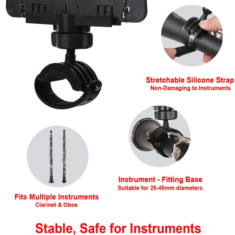 Black Clarinet Lyre Music Stand Clip for Brass Instruments