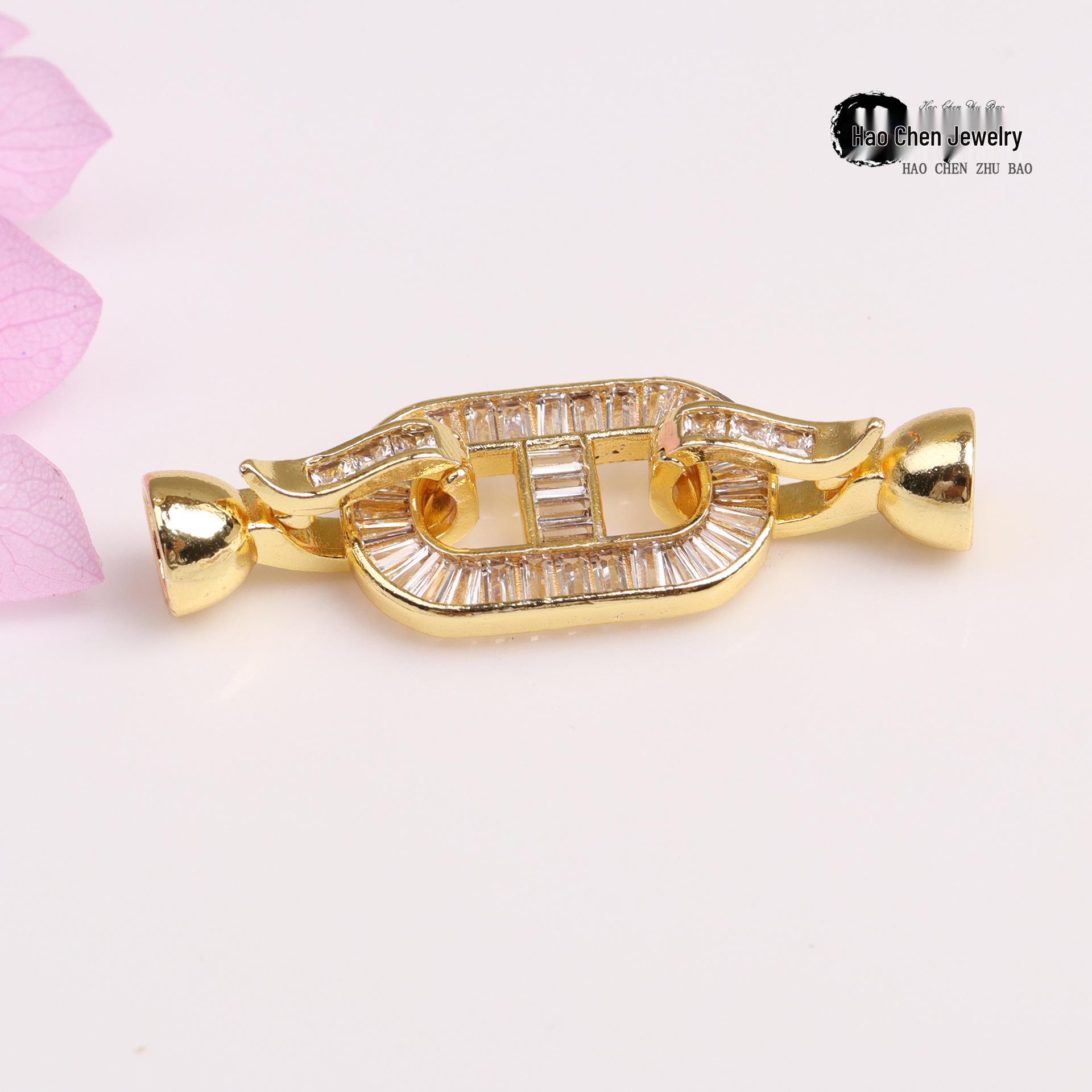 

Застібка для намиста з позолоти 14 карат, з буквою T, діамантовою цирконією, перлиною - Аксесуари для DIY прикрас T Diamond Figure-8 Clasp