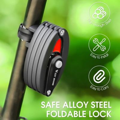 Lucchetto Pieghevole per Bicicletta Password Antiruggine Antifurto MTB Bici da Strada Lucchetto Elettrico