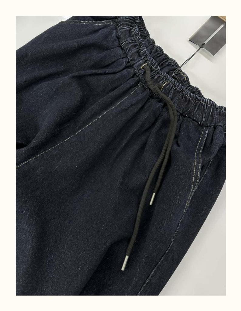 Xiao Wang's Spring Elastic Drawstring High Waist Loose Plus Size Retro Harem Jeans