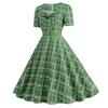 Women's Fashion Temperament Retro Polka Dot Lace-up Backless Set Neck Big Swing Puffy Casual Performance Dress