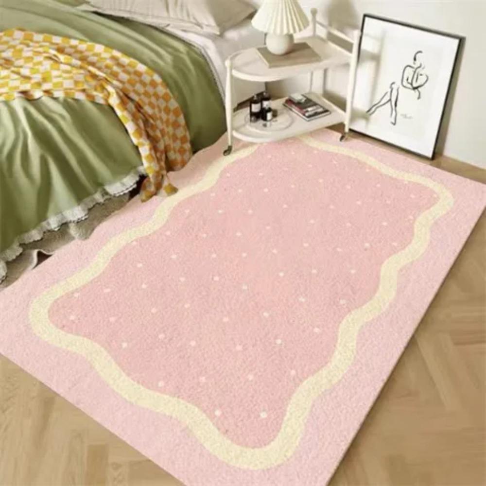 Cream Style Rugs for Bedroom Thick Plush Living Room Decoration Anti-slip Carpet Fluffy Soft Bedside Rug Home Washable Floor Mat
