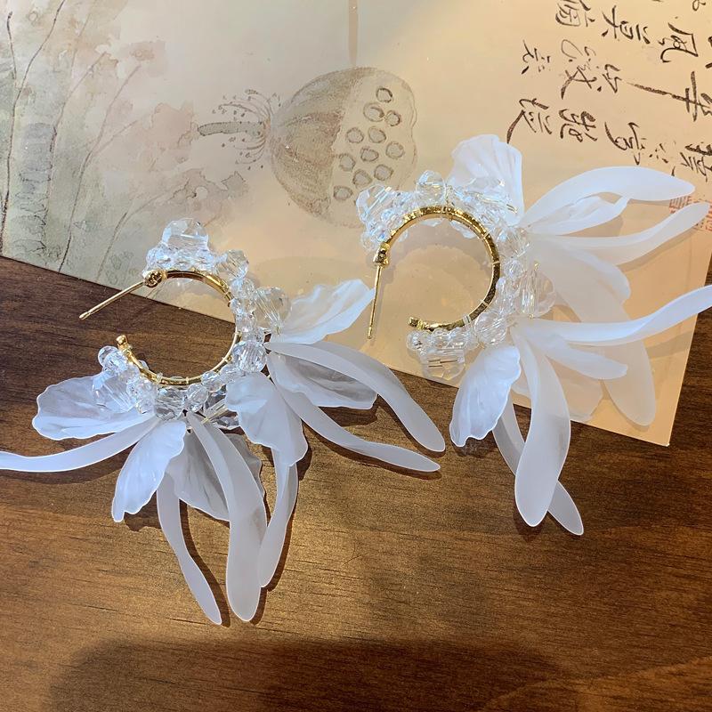 

Стеклянные акриловые серьги с лепестками и бахромой, модные серьги-гвоздики супер феи, серьги с характером и темпераментом высокого уровня