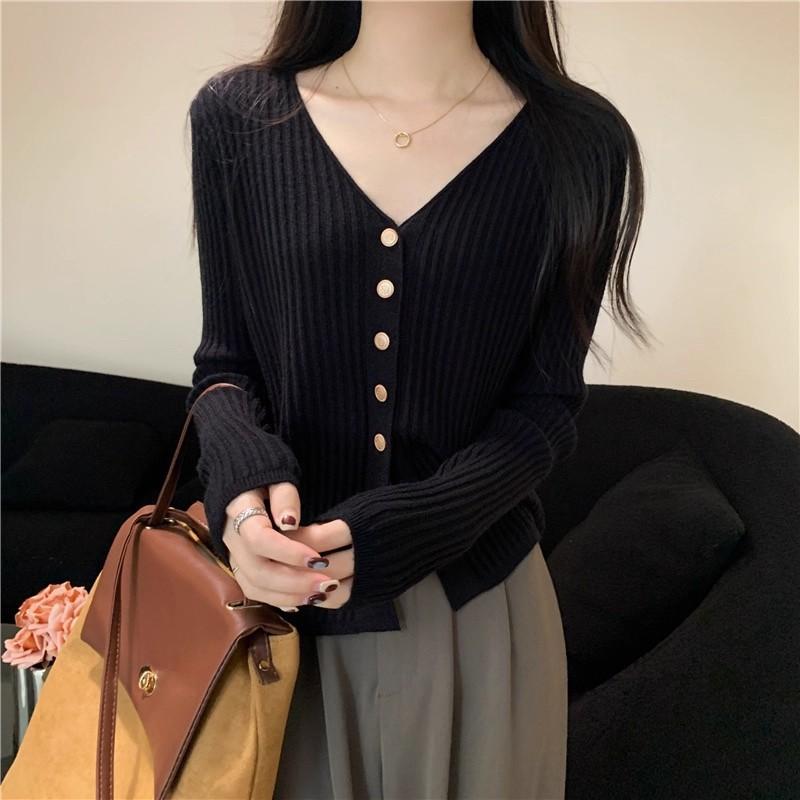 1116 Autumn long-sleeved knitted sweater collar jacket cardigan lazy and thin top with women's design sweater
