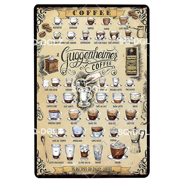 SQDGLZCOFFEE Menu Metal Sign Vintage Plaque Plate Decor For Pub Bar Wall Decor Break Coffee Tin Signs Retro Paris Cafe Poster