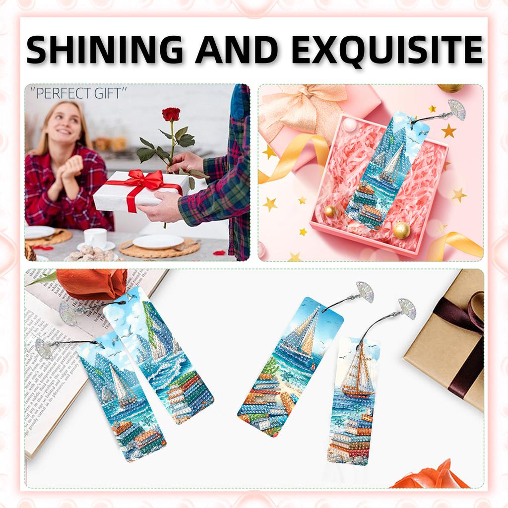 12Pcs Animal Landscape DIY Diamond Art Bookmark Irregular Shaped Diamonds Diamond Art Painting Bookmark for Reading Enthusiasts