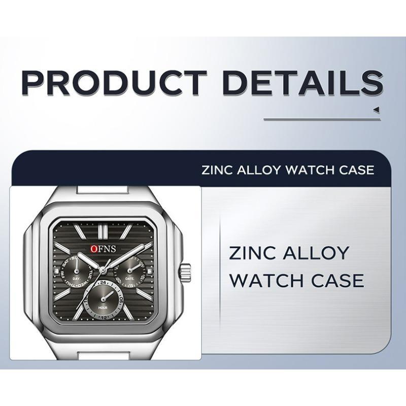 OFNS Fashion Men's Quartz Watch Elegant Clock Calendar Luminous Wristwatch Business Casual Watches