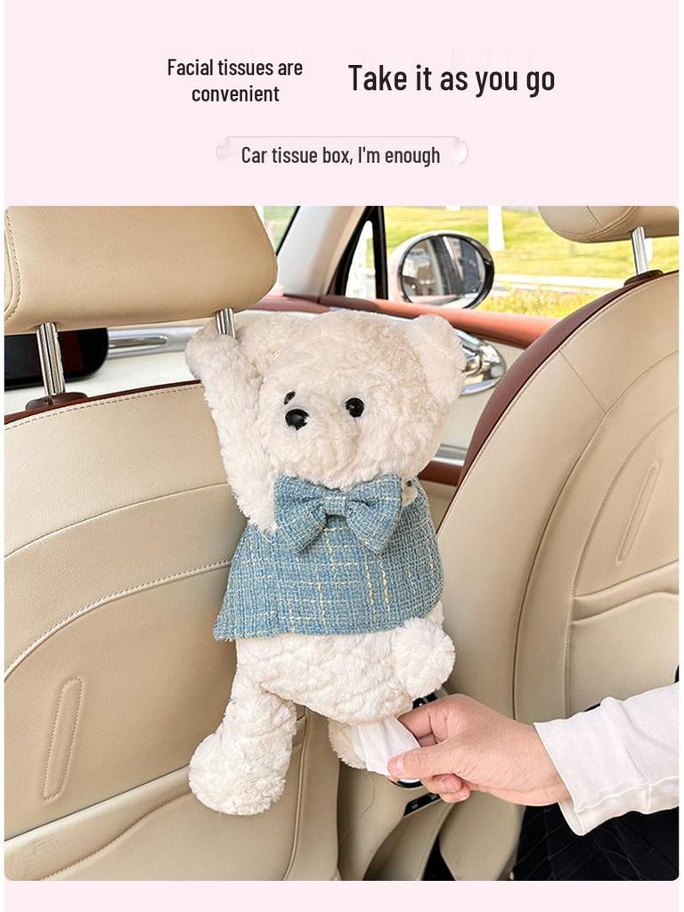 Cute Cartoon Car Hanging Tissue Box - Creative High-End Interior Paper Dispenser