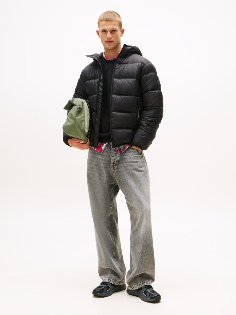 Tommy Hilfiger Tonal Logo Hooded Down Jacket (DM0DM22044) Black