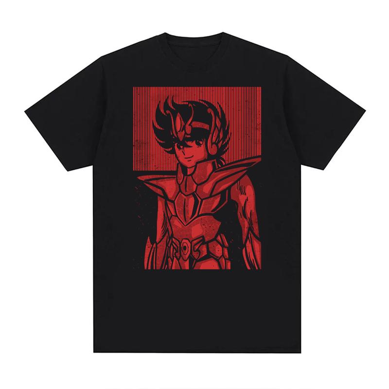 Summer Print  Anime  T Shirts Men Women Saint Seiya O Neck 100% Cotton Unisex Tops EU Size Harajuku Tops Boys Clothes