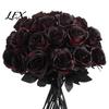 Realistic Silk Flowers for Home Decor Black Roses with Long Stems Wedding Centerpieces, Halloween Centerpiece Floral Decor, Artificial Faux