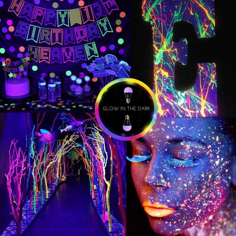 1pc UV LED Black Light Bulbs 9W E27 LED Blacklight Bulb Ultraviolet Light for Glow Party Bedroom UV Lamp Fluorescent Poster Body