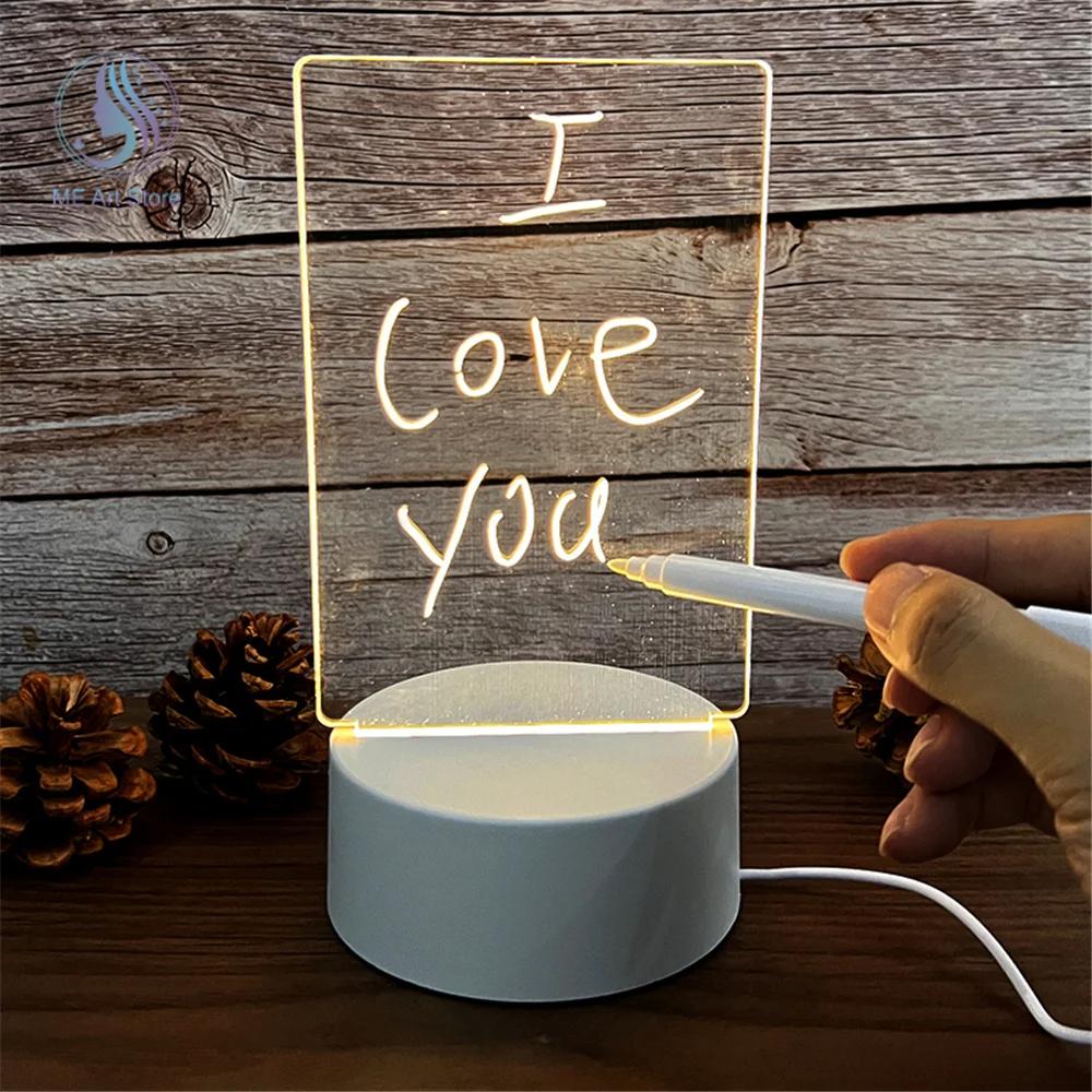 

LED Note Board Night Lamp Message Board With Pen USB Plug-in Writable Night Lamp Gift For Children Girlfriend Decor Night Lamp