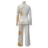 K10602 Women's Fashion Notched Collar Long Sleeve Printed Suit Two-Piece Set