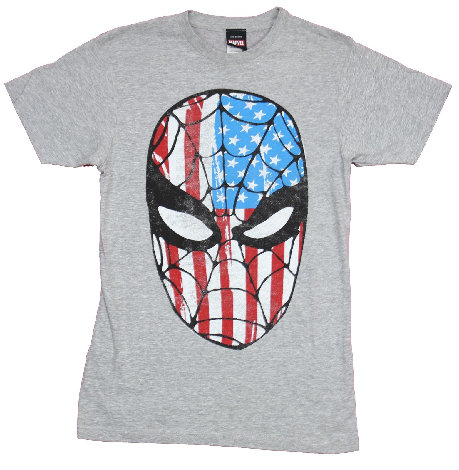 Spiderman Marvel Comics Mens T-shirt American Flag Face XXXL