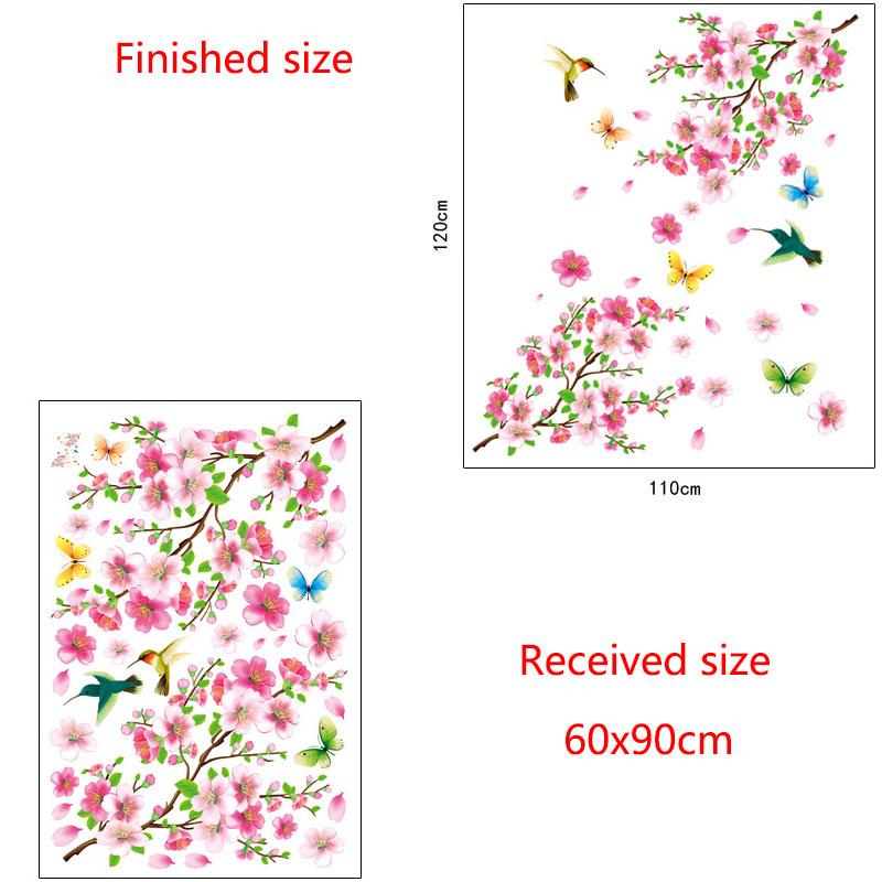 

Наклейка на стіну Квітучий персик - Знімна самоклеюча ПВХ наклейка на стіну, Квітковий декор кімнати для дому, Спальні, Вітальні, Легко наносити та знімати 60x90cm різнокольоровий