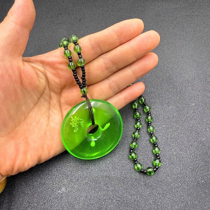 Collana Ambra Verde Cera d'Api Collana con Ciondolo a Goccia d'Acqua Per Donna Unisex Fortunata Sicurezza Ciondolo Lungo Ornamenti per Catena del Maglione