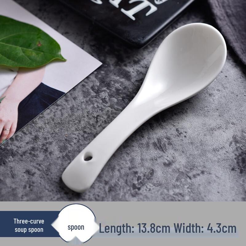 Thickened Pure White Ceramic Spoons
