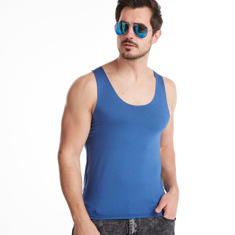 Summer Men's Vest Shoulder Large Size Stretch Sweatshirt Sports Fitness Sleeveless T-shirt Solid Colour Vest Tops