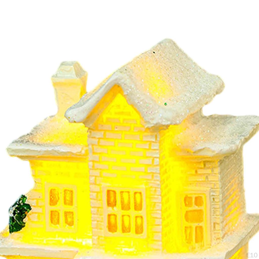 Christmas Holiday House Figurines Xmas Ornament Glowing for Tabletop