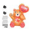 51.2in Inflatable Valentine Bear with Love Heart LED Lights IP44 Waterproof Blow Up Decoration for Y