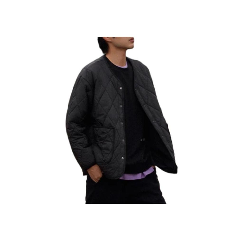 Li Ning CF Su Series Solid Color Single-Breasted Long Sleeve Cotton Jacket Unisex Jacket Black AJMT243-1