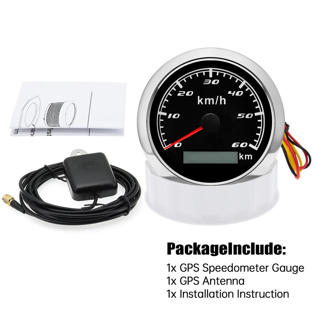 7Color LED Car GPS Speedometer 85MM Waterproof IP67 Speed Meter 60km/h with Antennafor Marine Boat Car ATV Motorcycle