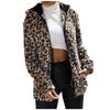Women's Leopard Print With Hood Long Sleeve Zipper With Pockets Jacket Casual Jacket