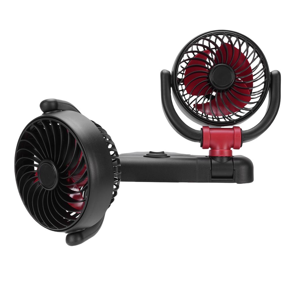 Autoventilatoren 2 Geschwindigkeiten einstellbar Leise Tragbare Kühlung Doppelkopf Drehbar Fahrzeug Elektrischer Ventilator für