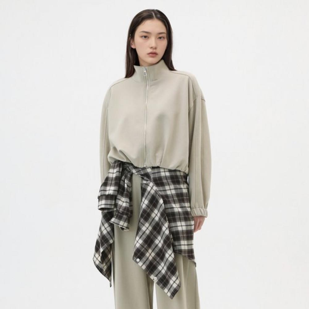 

Lap Half Neck Cotton Crop Button Zip Up Ar1ct224 BR (brown)/FF