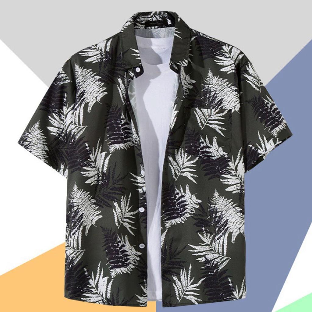 Angenster Aloha Short Hawaiianisch Floral Plus Locker Perfekt für Herrenhemd, Ärmel, Sommer, Hemd, Unisex, Druck, Größen, Einzigartig, Stilvoll, Leicht,