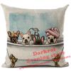 Federa per Cuscino in Lino Stampata Bulldog Francese Divertente Decorazione per la Casa Federa per Cuscino Decorazione Soggiorno Cuscini Decorativi 45X45Cm