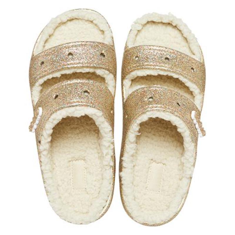 Crocs Classic Clogs EVA Cozzzy Glitter Sandals 'Multi Gold' Women's