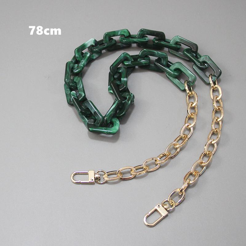 New Fashion Woman Handbag Accessory Chain Detachable Replacement Leopard Amber Green Color Strap Women DIY Clutch Resin Chain