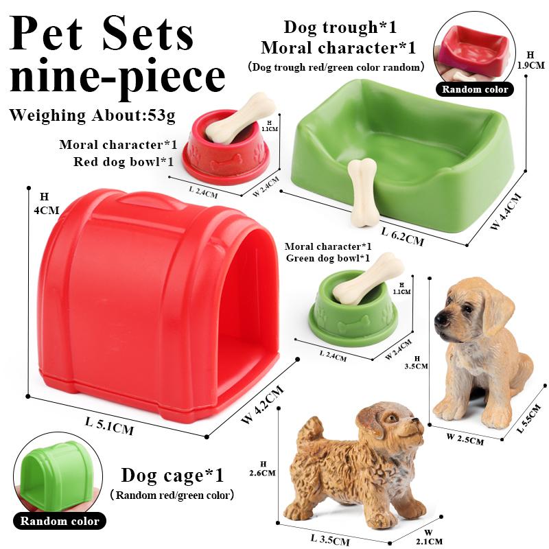 Oenux Home Decoration Dog House Equestrian Fencing Palm Farm Cow Horse Animal Model Action Figures Miniature Cute Kid Toy Gift