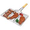 Hopfällbart BBQ-grillnät för hamburgare BBQ Solid Ferroelektrisk plätering Värmetåligt trähandtag för utomhusgrillning