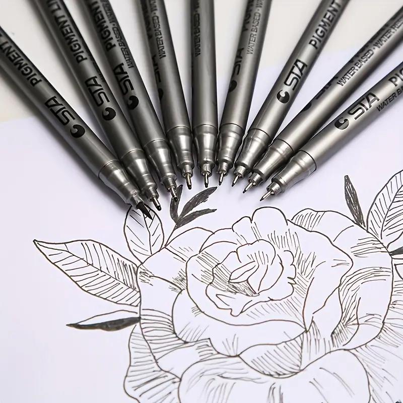 1pc Pigment Liner Pigma Micron Ink Marker Pen 0.05 0.1 0.2 0.3 0.4 0.5 0.6 Different Tip Black Fineliner Sketching Pens