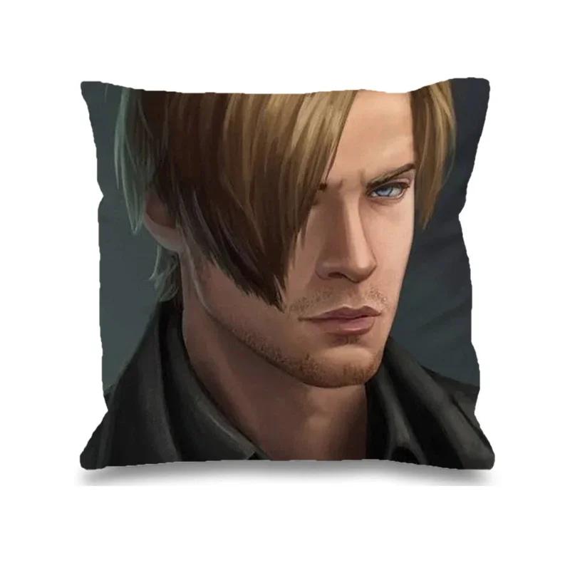 Leon Kennedy Decorative Pillowcase 45x45 Printed Anime Pillow Case Ornamental Pillows for Living Room Cushion Cover